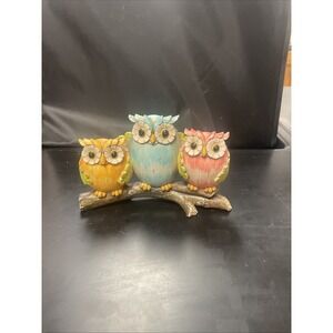 Three Little‎ Birds OWLS Statue Decor Figures 7" x 5"